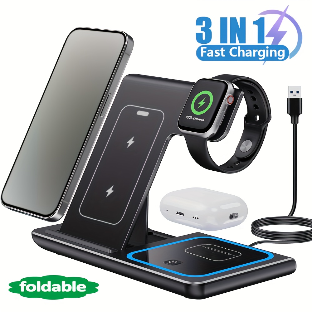 Wireless Charger Watch - Cargador Inalámbrico Plegable 3 en 1,